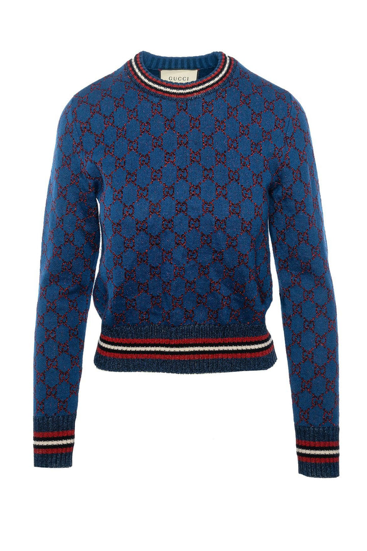 Gucci Size S Metallic GG Monogram Wool-Blend Sweater