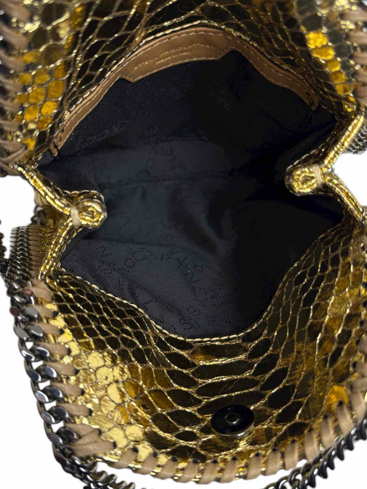 Stella Mccartney Faux Leather Metallic Snake Print Falabella  Crossbody Purse