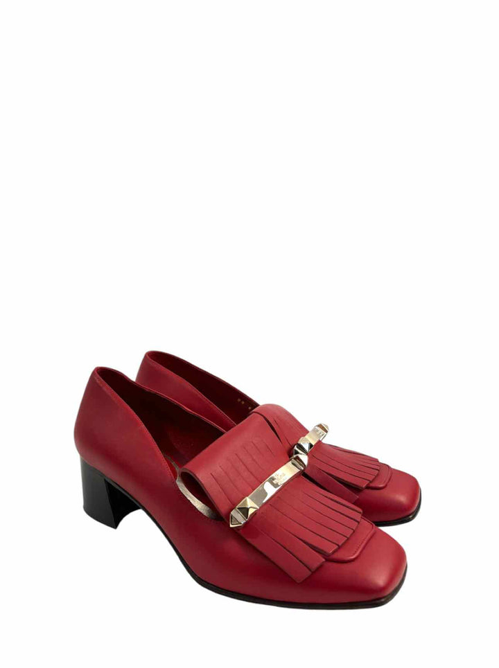 Valentino Garavani Size 39 Uptown Rockstud Fringed Loafers