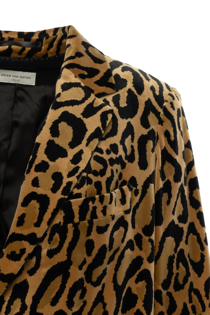 Dries Van Noten Size 38 Velvet Leopard Blazer