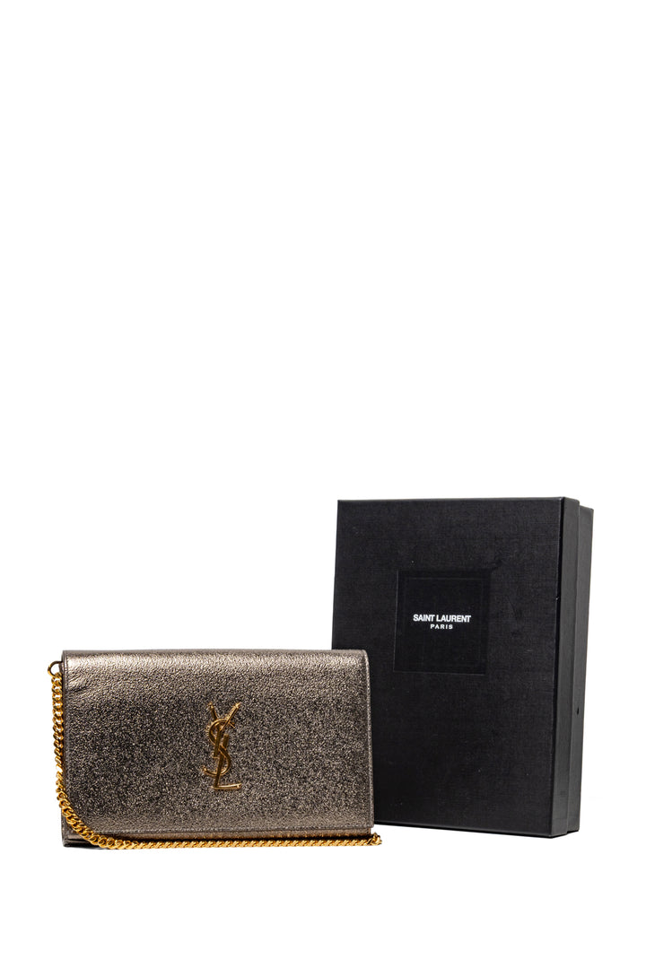 Saint Laurent 2016 Metallic Leather Kate Chain Wallet Crossbody