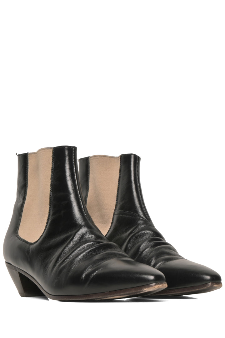 Celine Size 39 Leather D-Racer Chelsea Ankle Boots