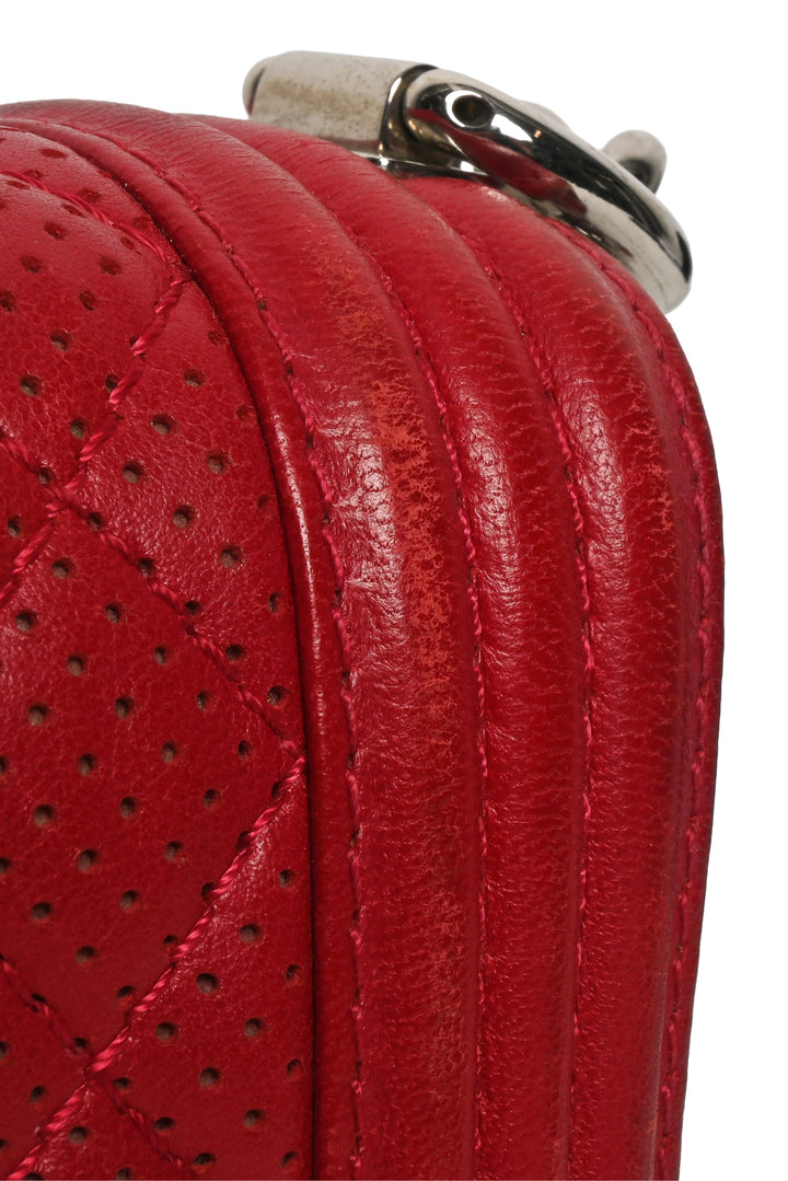 Chanel 2014 Perforated Leather Medium Boy Shoulder Bag