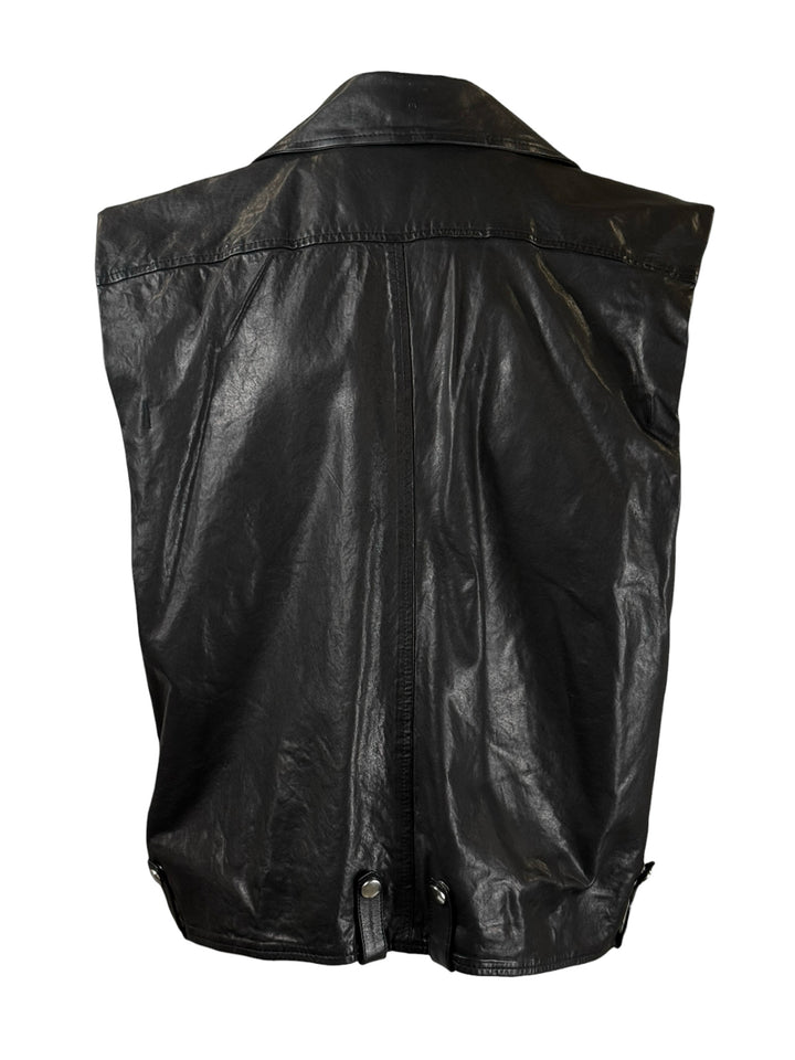 Diesel Size S L-Droppet Sleeveless Leather Jacket Vest