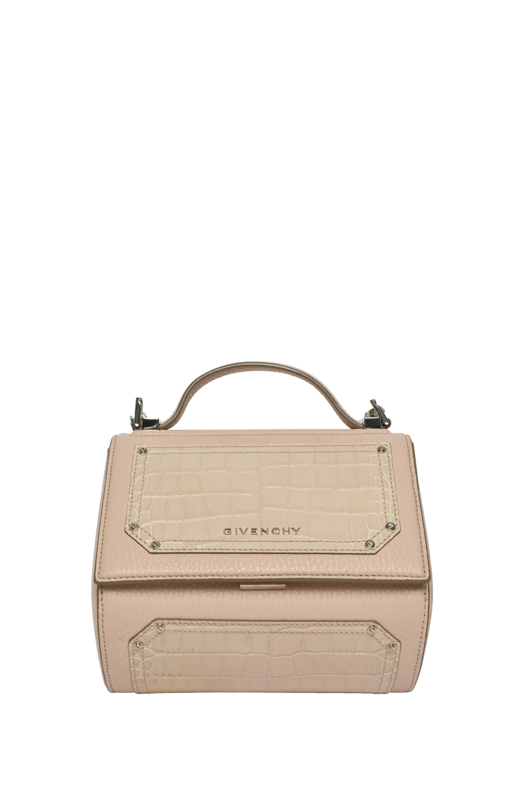 Givenchy 2016 Mini Croc Embossed Pandora Box Crossbody