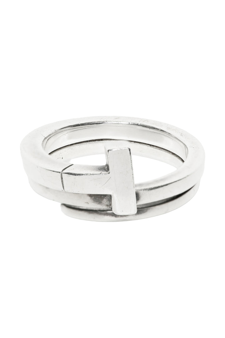 Tiffany & Co Size 5 Sterling Silver T Square Wrap Ring
