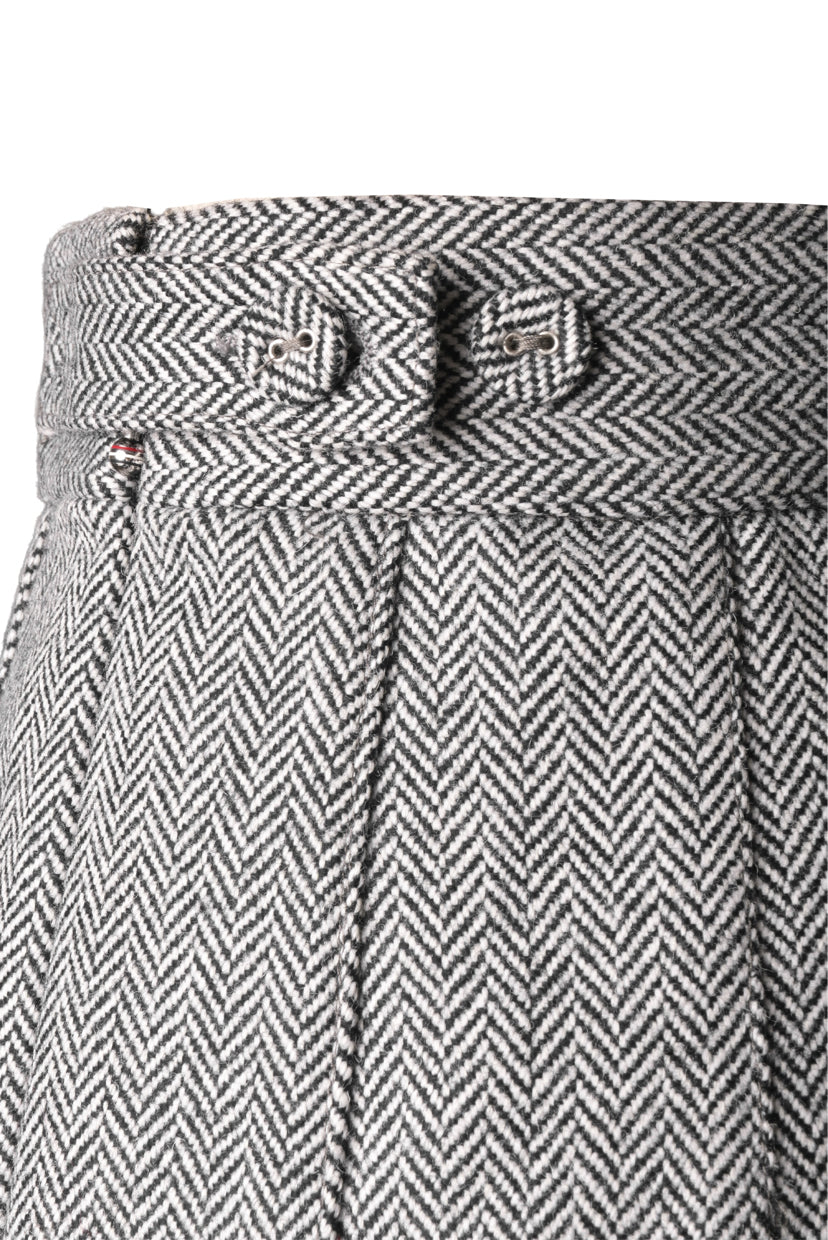 Thom Browne Size 38 Pleated Herringbone Mini Skirt