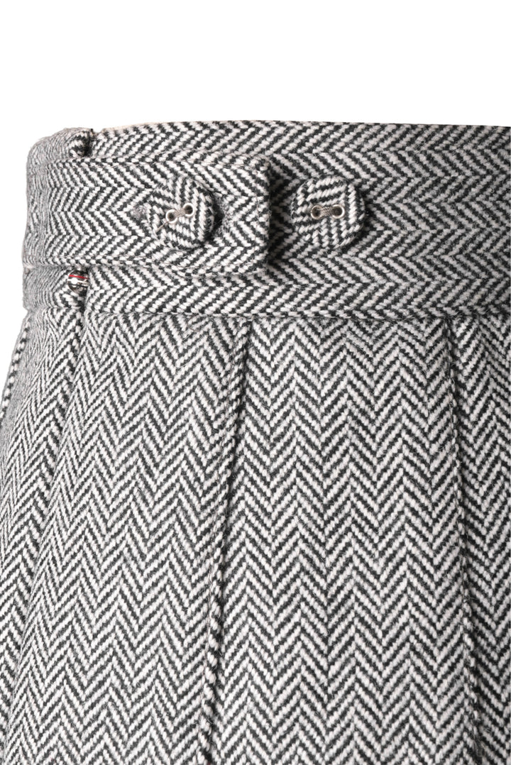Thom Browne Size 38 Pleated Herringbone Mini Skirt