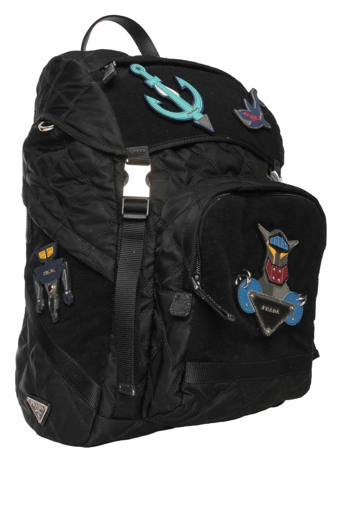 Prada Patch Embellished Quilted Nylon BackPack