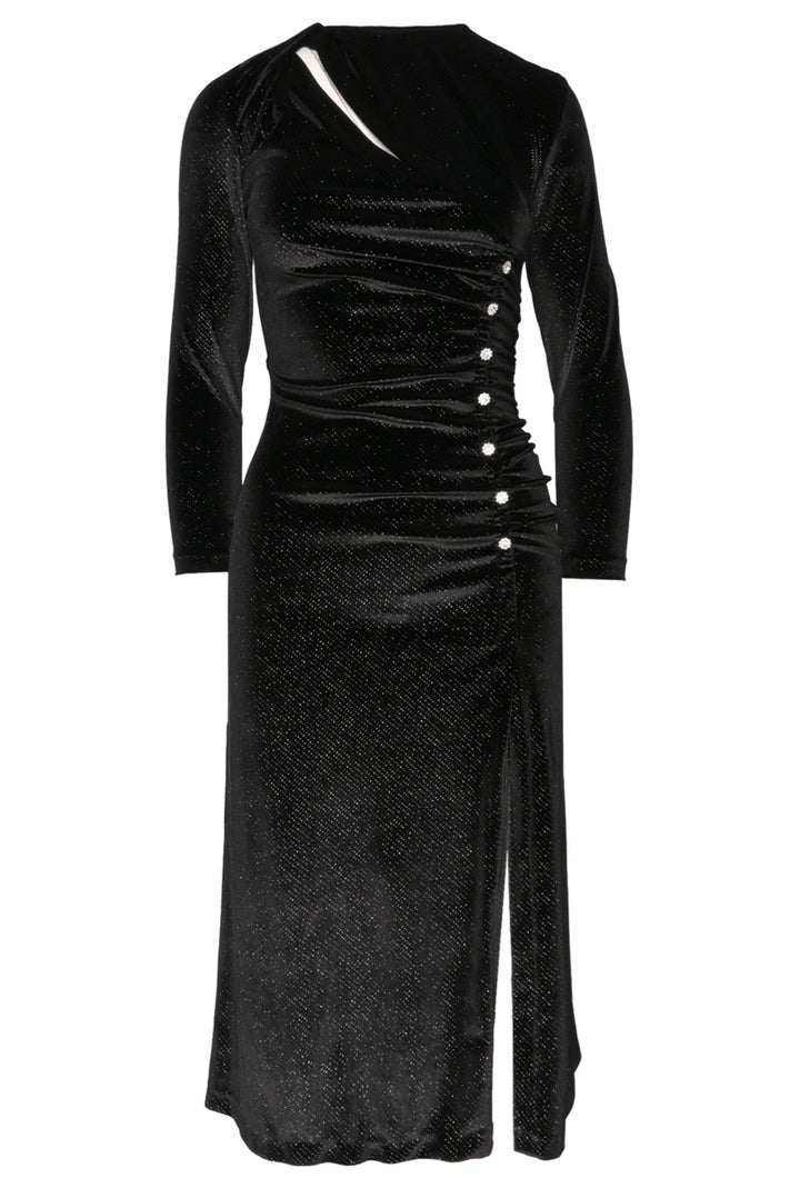 Sandro Size 34 Crystal Embellished Ruched Velvet Midi Dress