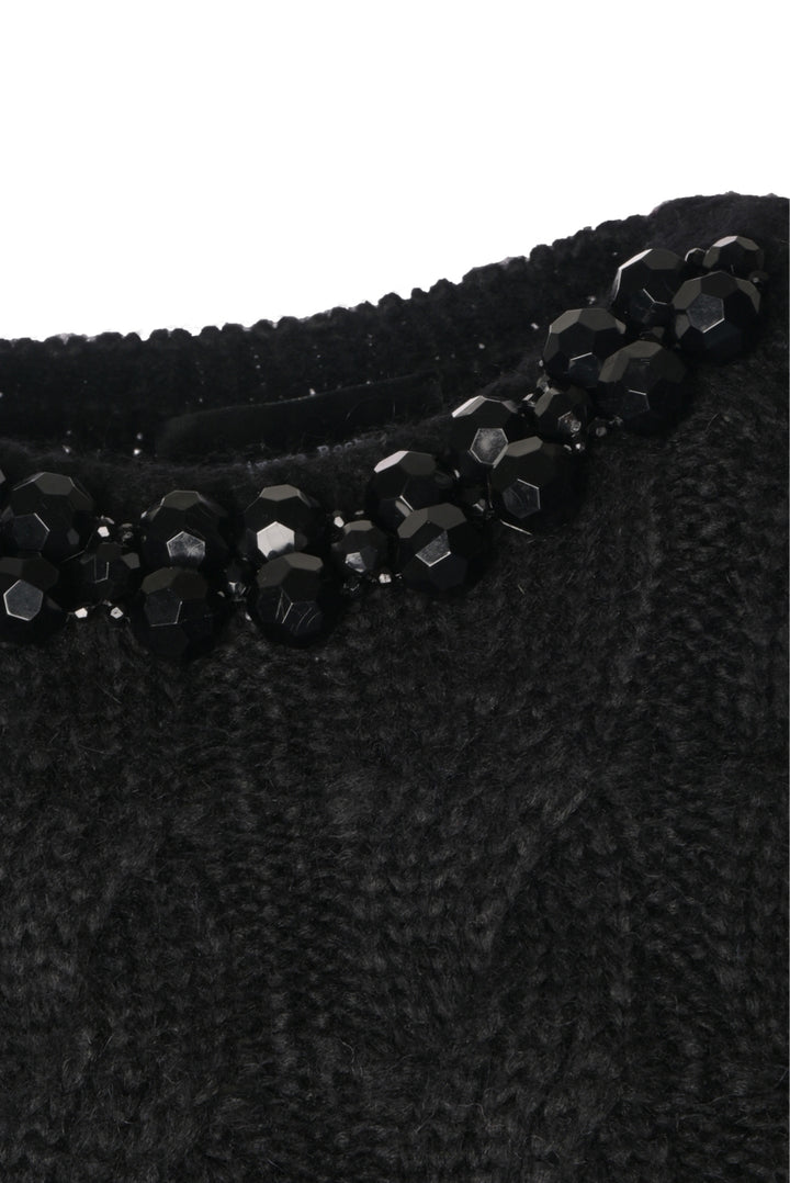 Simone Rocha Size S Embellished Cable Knit Cropped Sweater