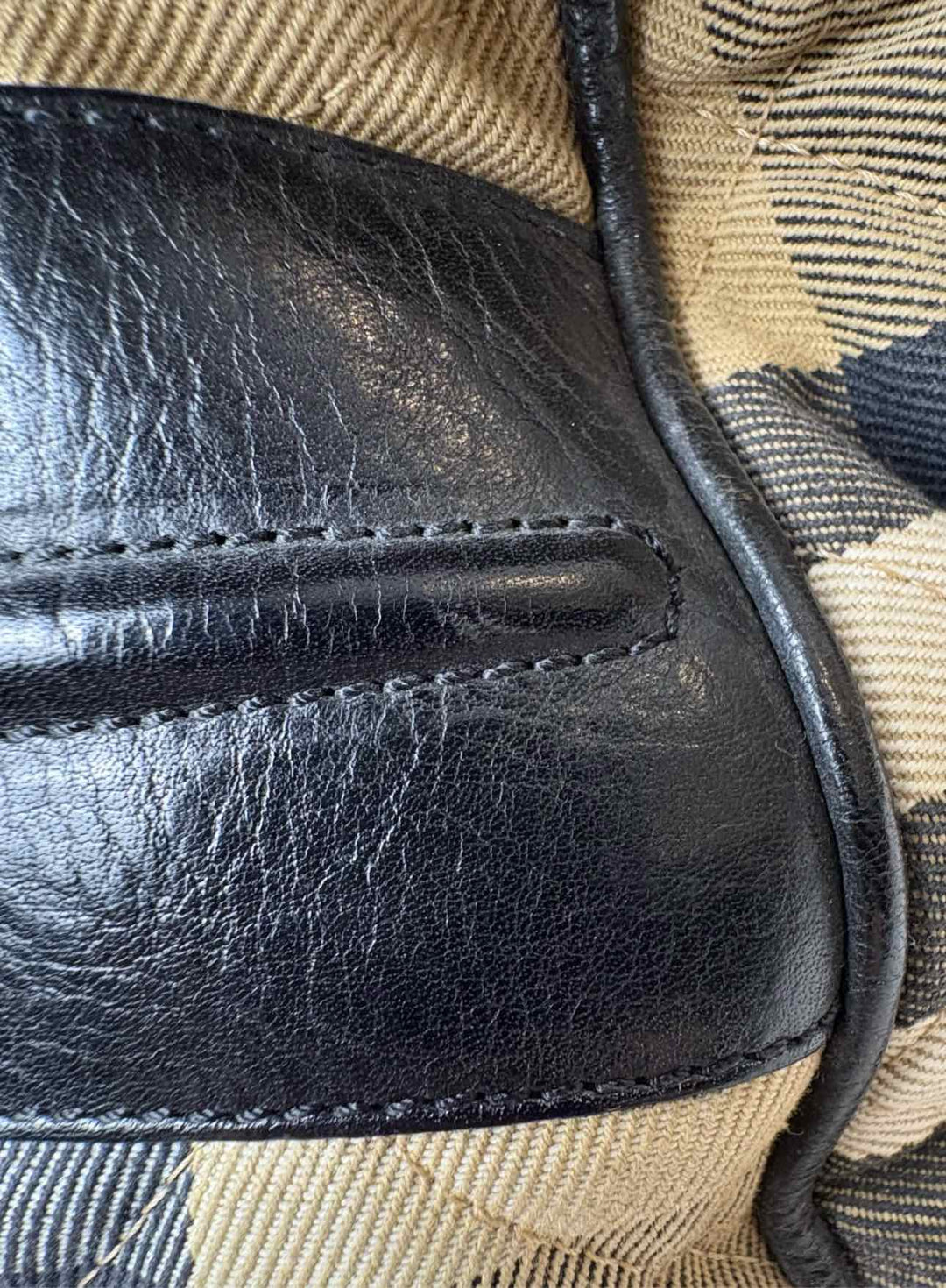 Burberry Quilted House Check fabric and Leather  Purse