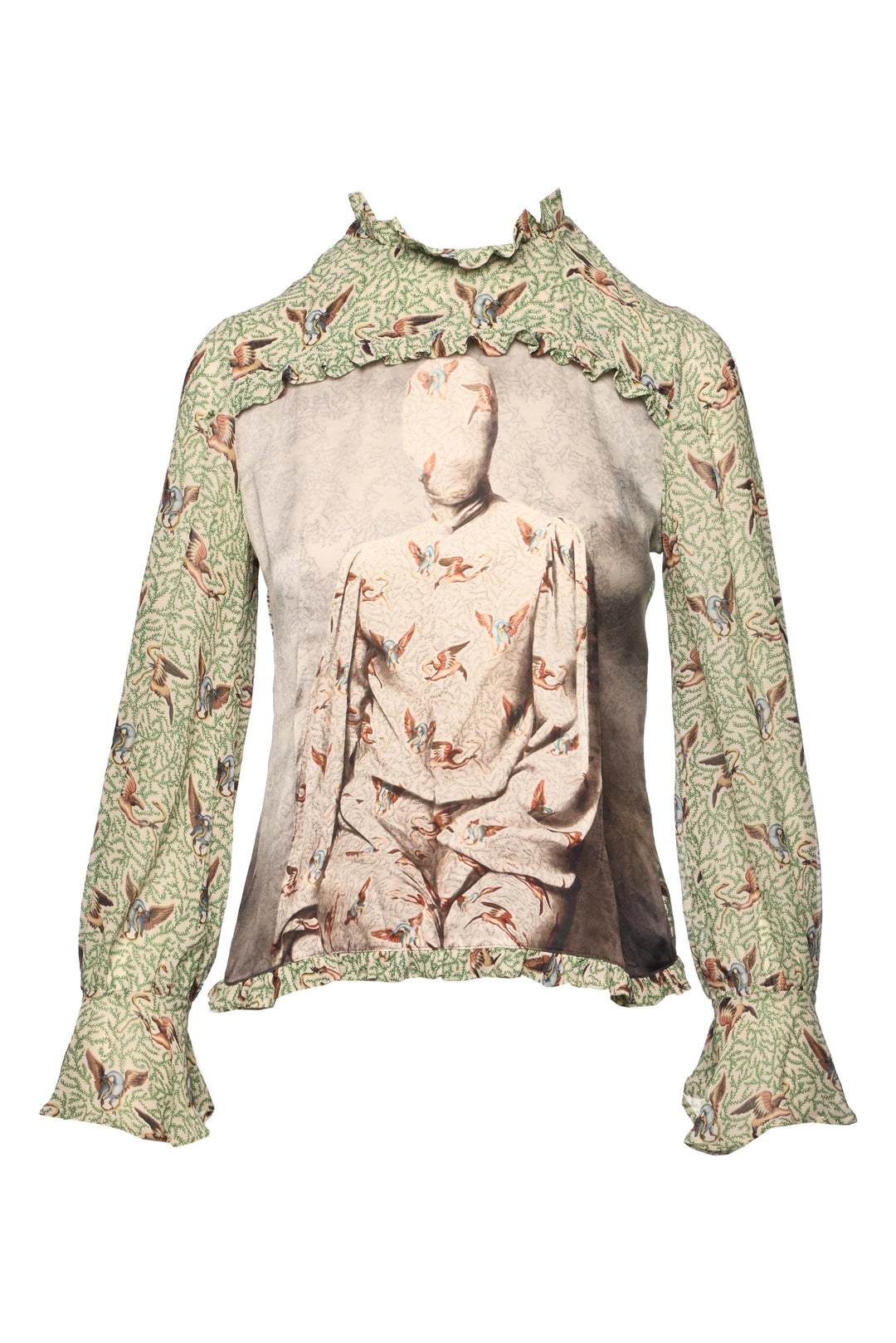 Undercover Size 1 Bird Print Silk Top