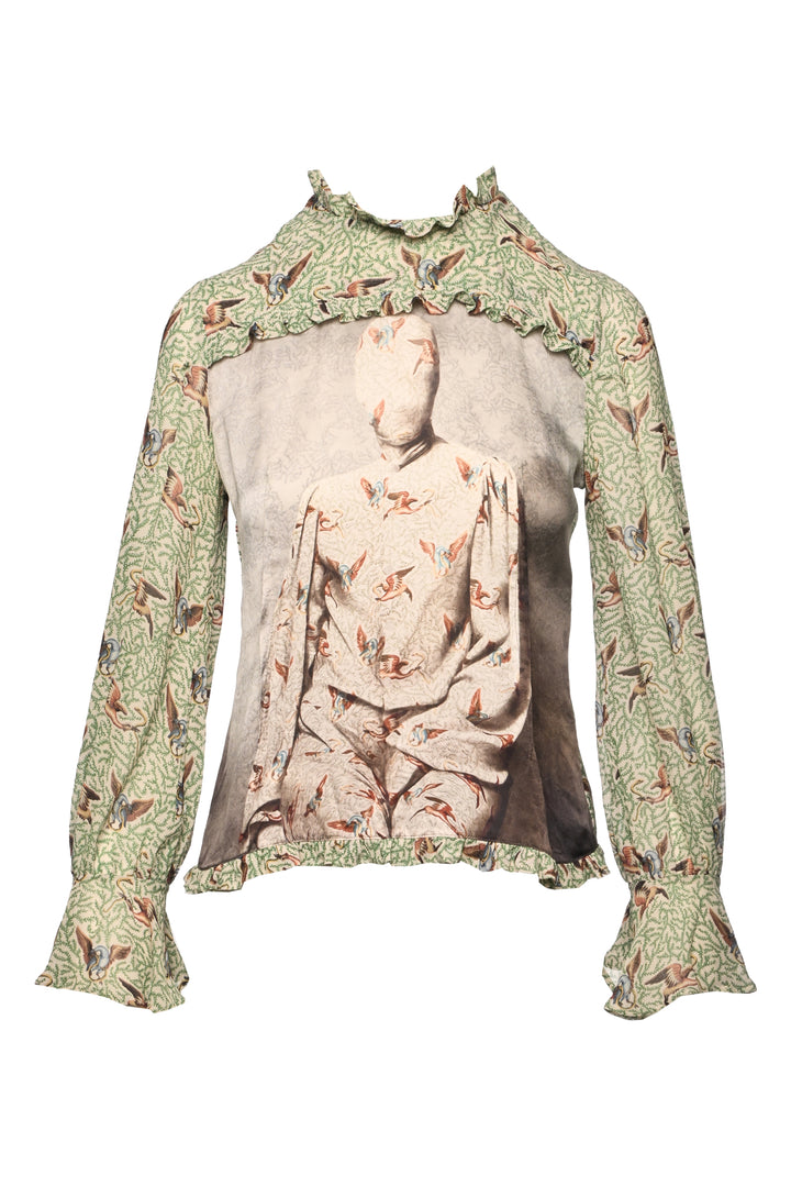 Undercover Size 1 Bird Print Silk Top