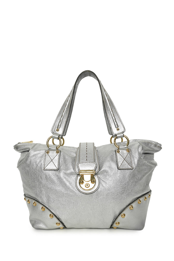 Dolce & Gabbana Studded Metallic Leather Buckle Shoulder Bag