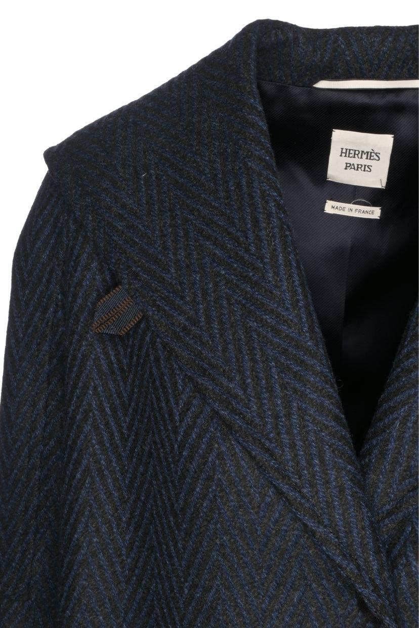 Hermes Size 34 Herringbone Wool Coat