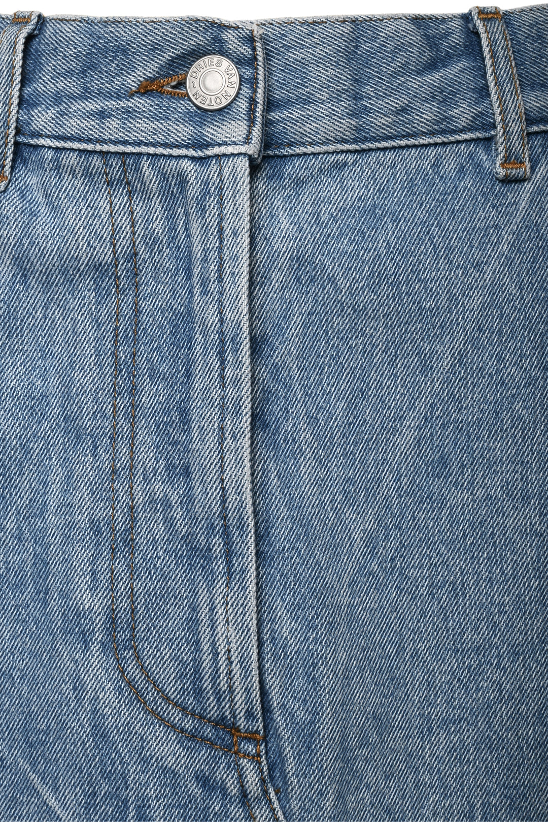 Dries Van Noten Size 38 Raw Edge Denim Midi Skirt