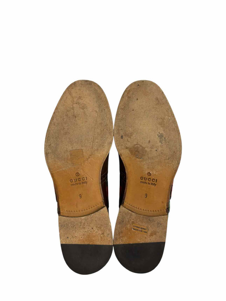 Gucci Floral Embroidered Web Brogue Size 10 Men's Shoes