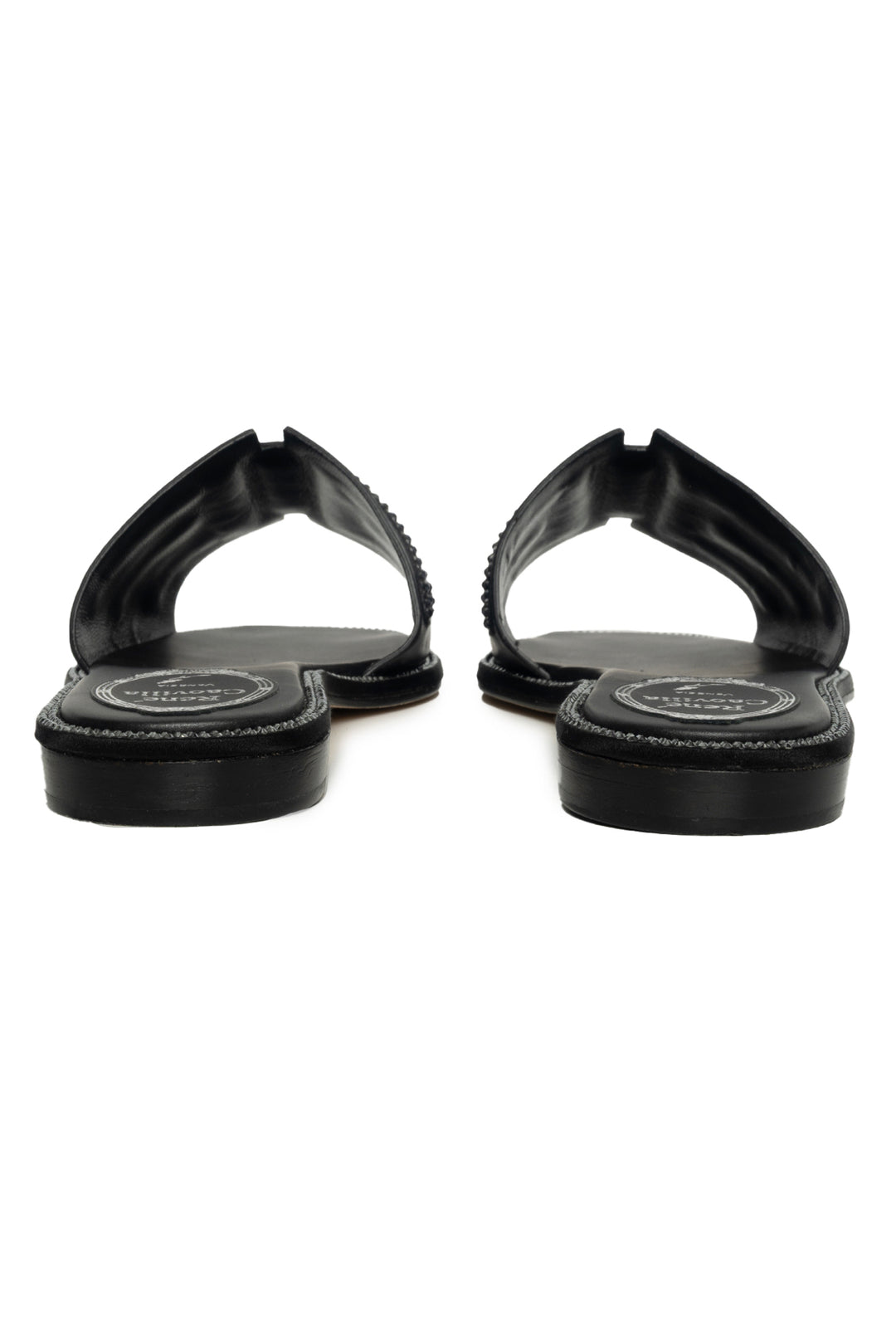 Rene Caovilla Size 37 Hematite Graphite Mule Slides