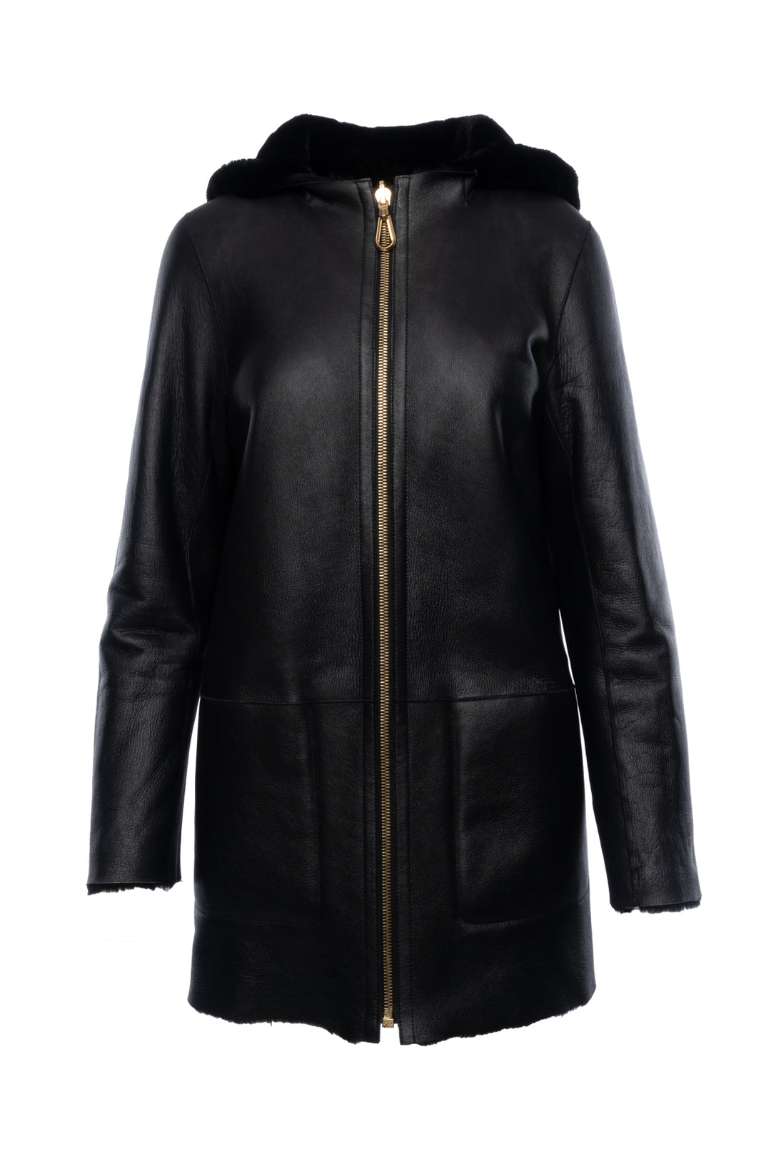 Sandro Size 0 Hooded Reversible Shearling Coat