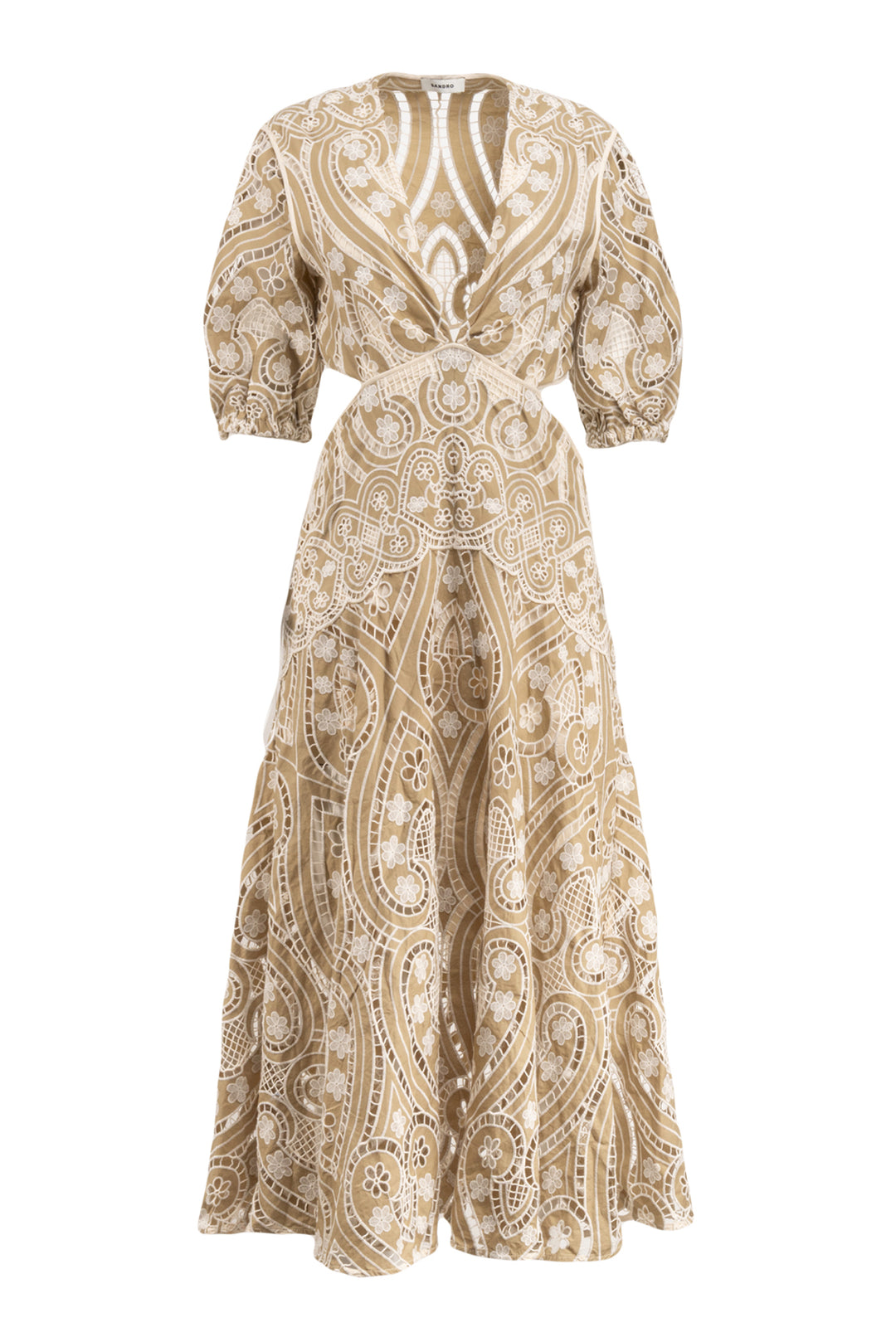 Sandro Size 42 Eyelet Embroidered Maxi Dress