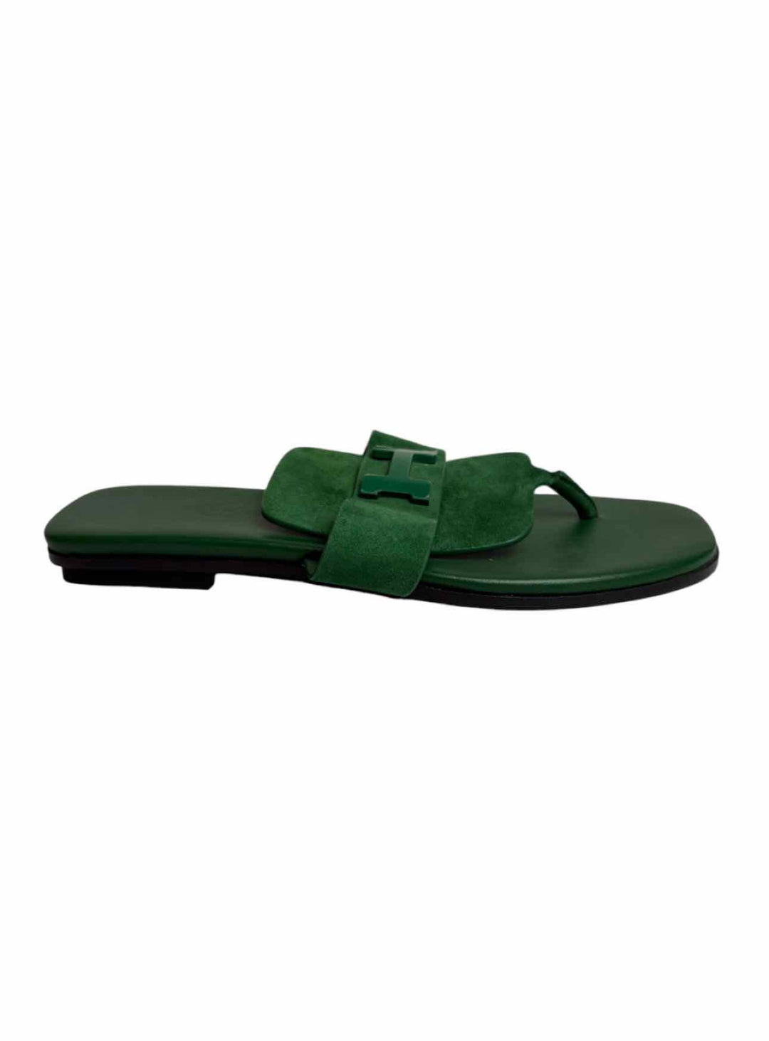 Hermes Size 37 Gallery Leather Logo Sandals