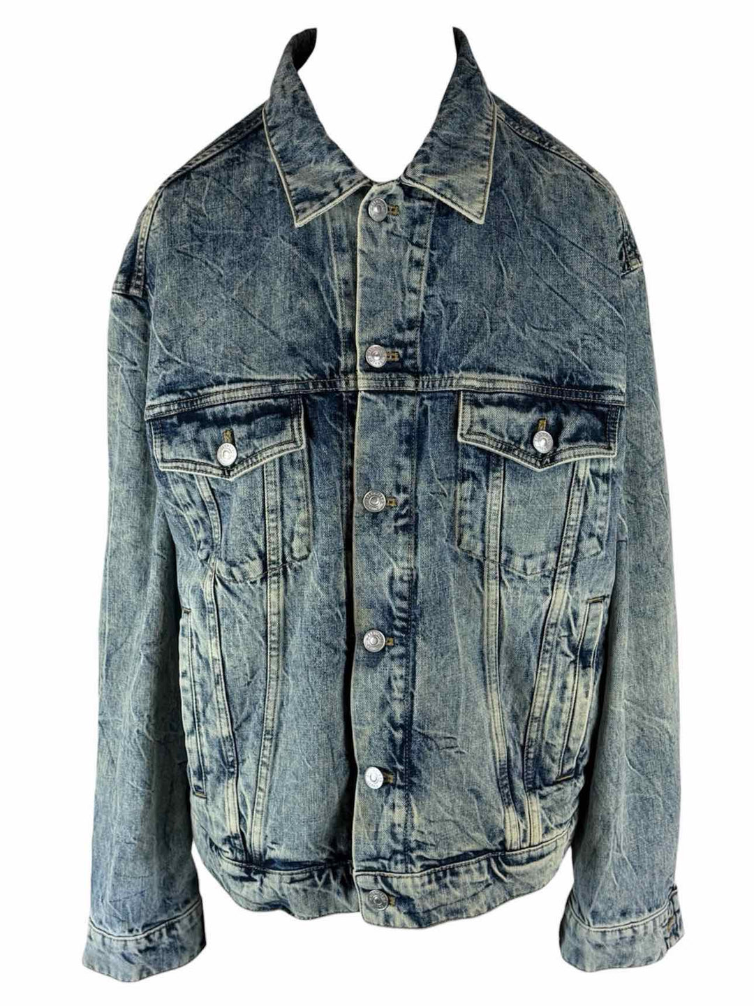 Balenciaga Size 36 2019 Acid Wash Logo Denim Jacket