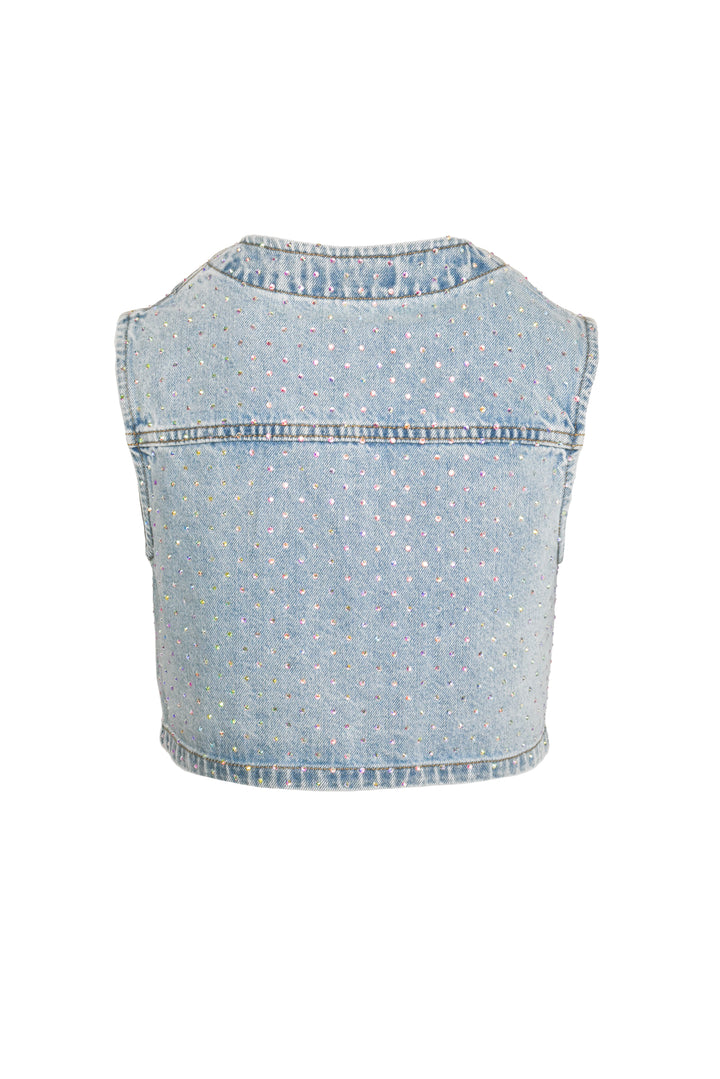 Self Portrait Size 4 Rhinestone Denim Crop Tops