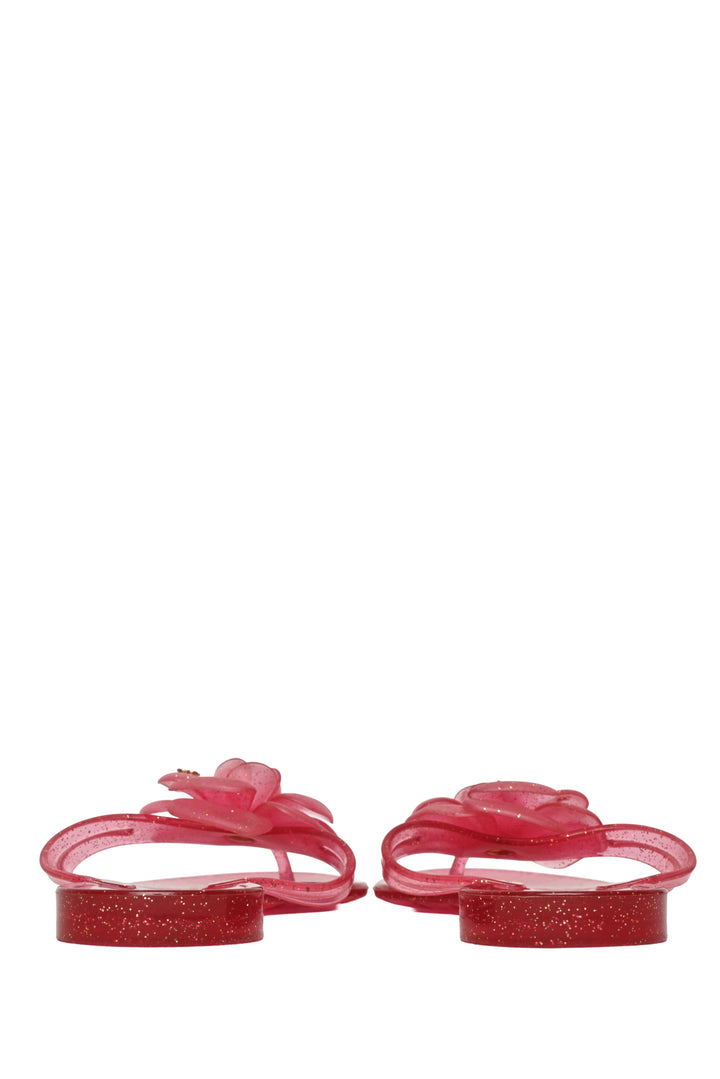 Chanel Size 37 Jelly Camellia Glitter Thong Sandals