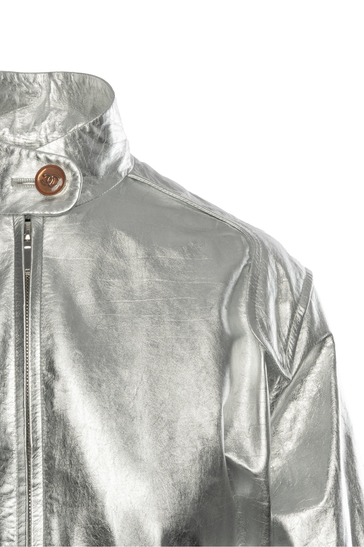 Chanel Size 34 2023 Metallic Calfskin Leather Bomber Jacket