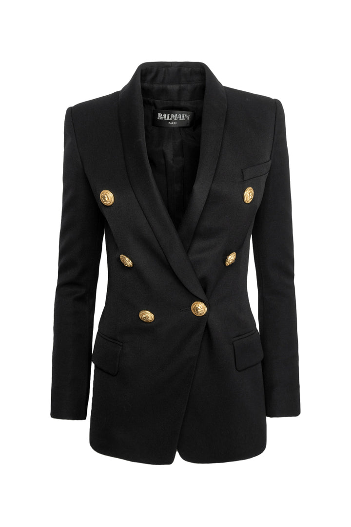 Balmain Size 34 Grain De Poudre 6-Button Fitted Blazer