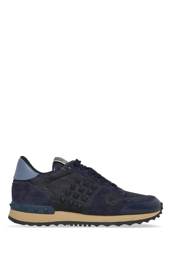 Valentino Size 35.5 Rockstud Denim & Suede Sneaker