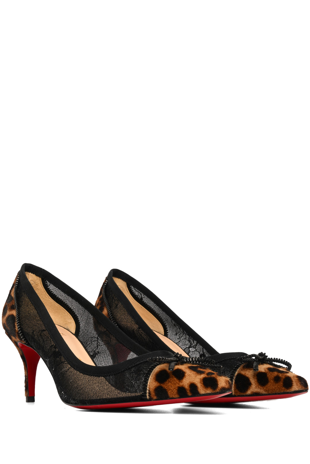 Christian Louboutin Size 39.5 Souris 70 Pony Hair Lace Bow Pumps