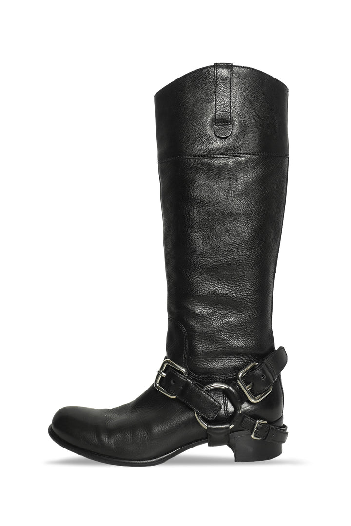 Miu Miu Size 41 Leather Harness Riding Boots