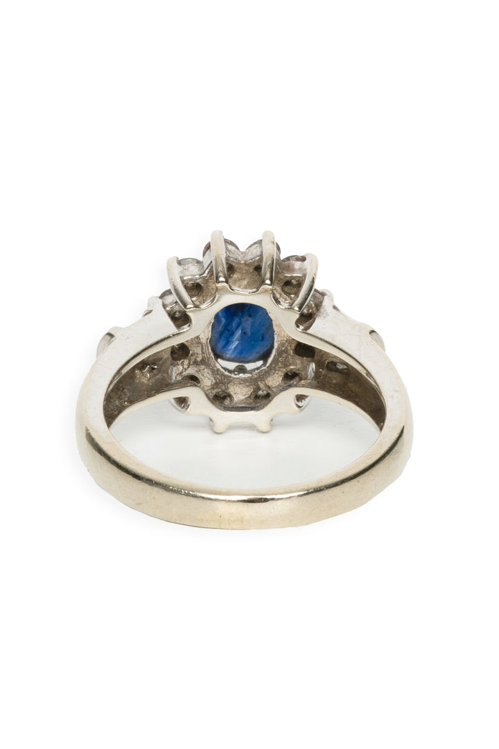 14K White Gold Diamond & Sapphire Size 6.5 Ring