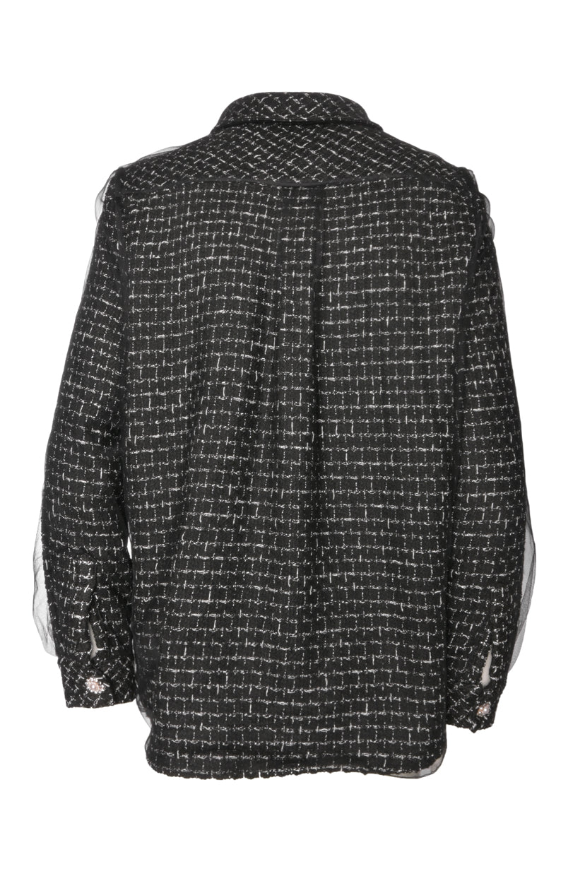 Edward Achour Paris Size 44 Mesh & Knit Shirt Jacket