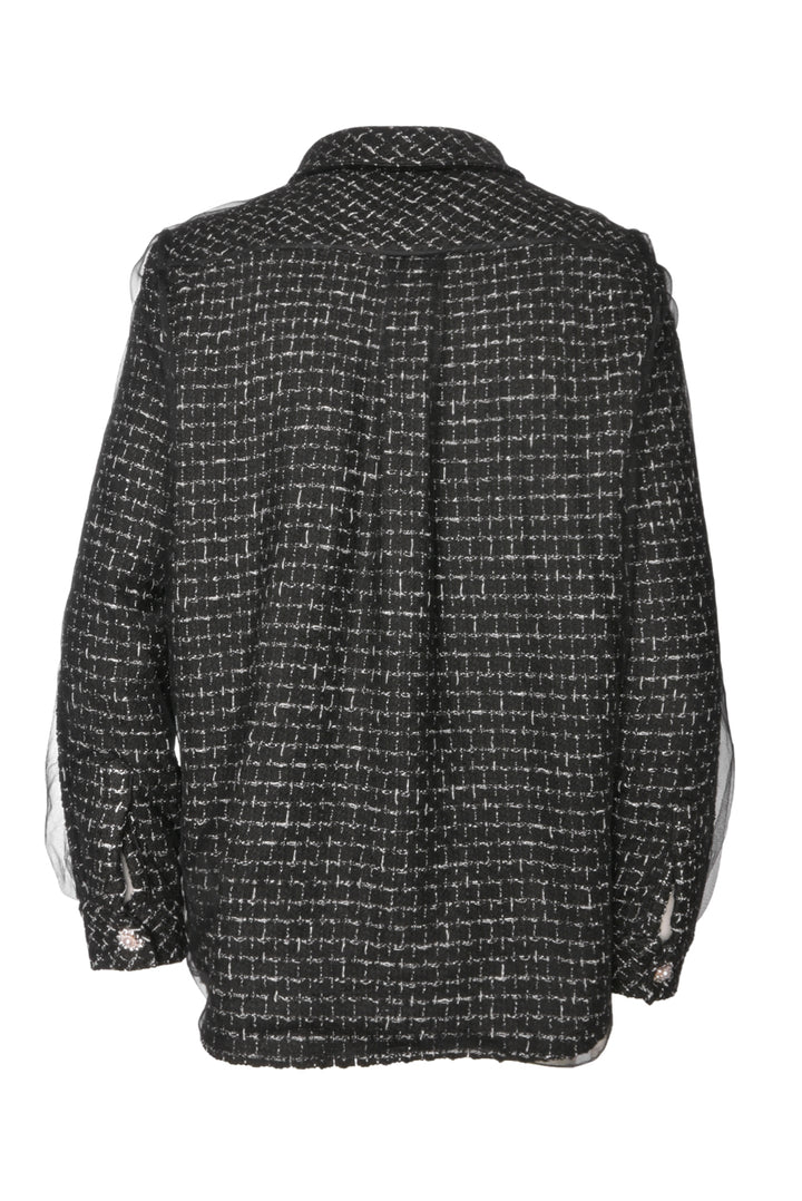 Edward Achour Paris Size 44 Mesh & Knit Shirt Jacket