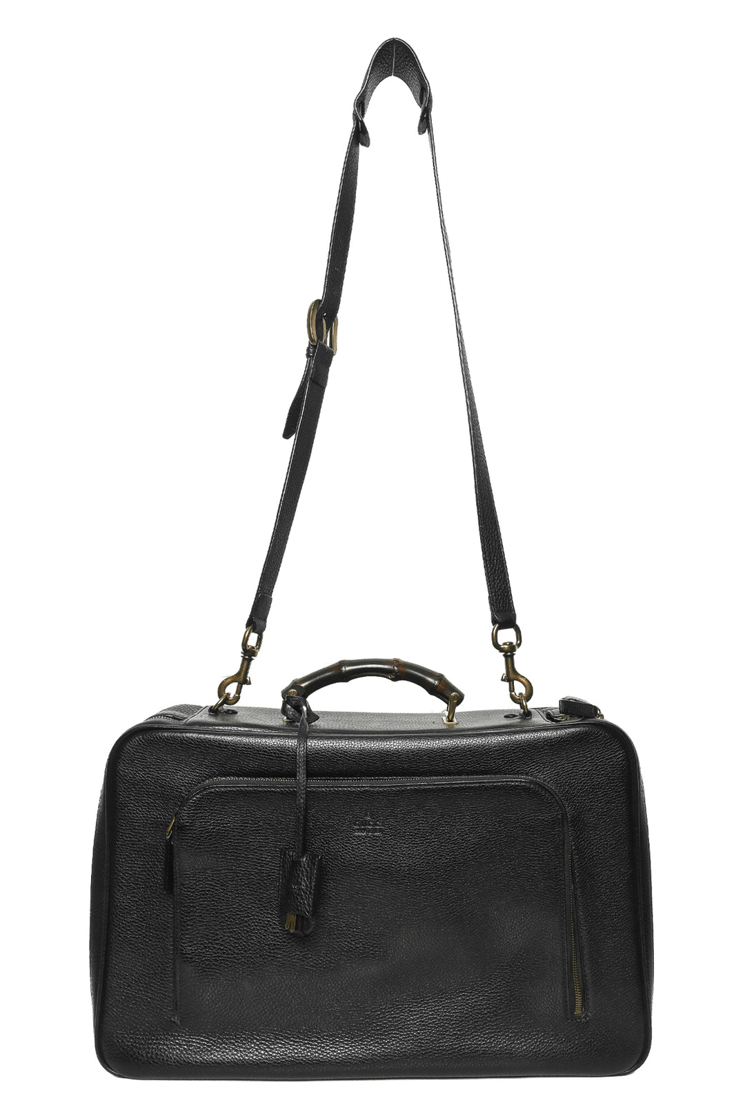 Gucci Pebbled Leather Bamboo Top Handle Suitcase Travel Bag