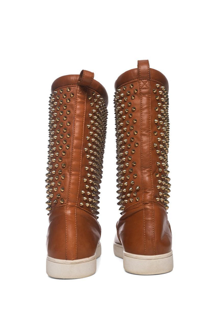 Christian Louboutin Size 9 Surlapony Spiked Mid Calf Ankle Boots