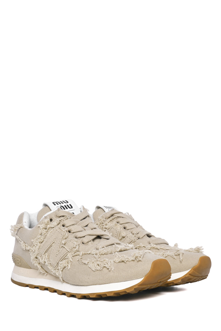 Miu Miu x New Balance Size 36.5 Distressed Denim Sneaker