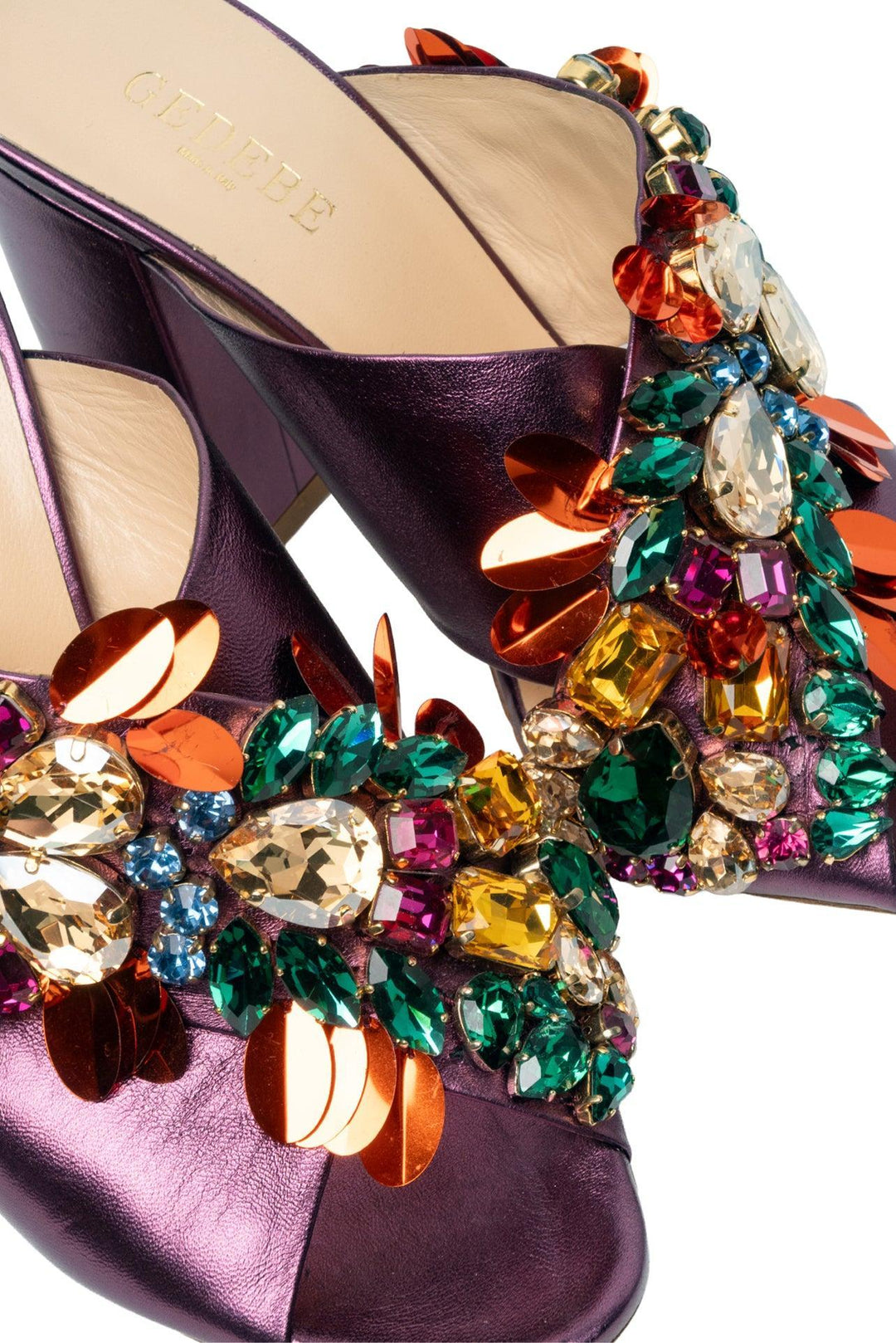 GEDEBE Size 38.5 Jewel Embellished Crossover Mule Sandals