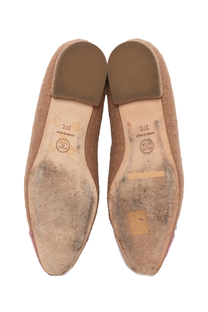 Chanel Size 37 Felted Ballerina Flats