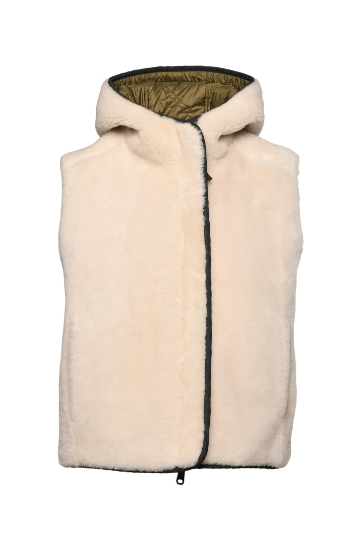 Brunello Cucinelli Size 40 Reversible Shearling Quilted Hooded Vest