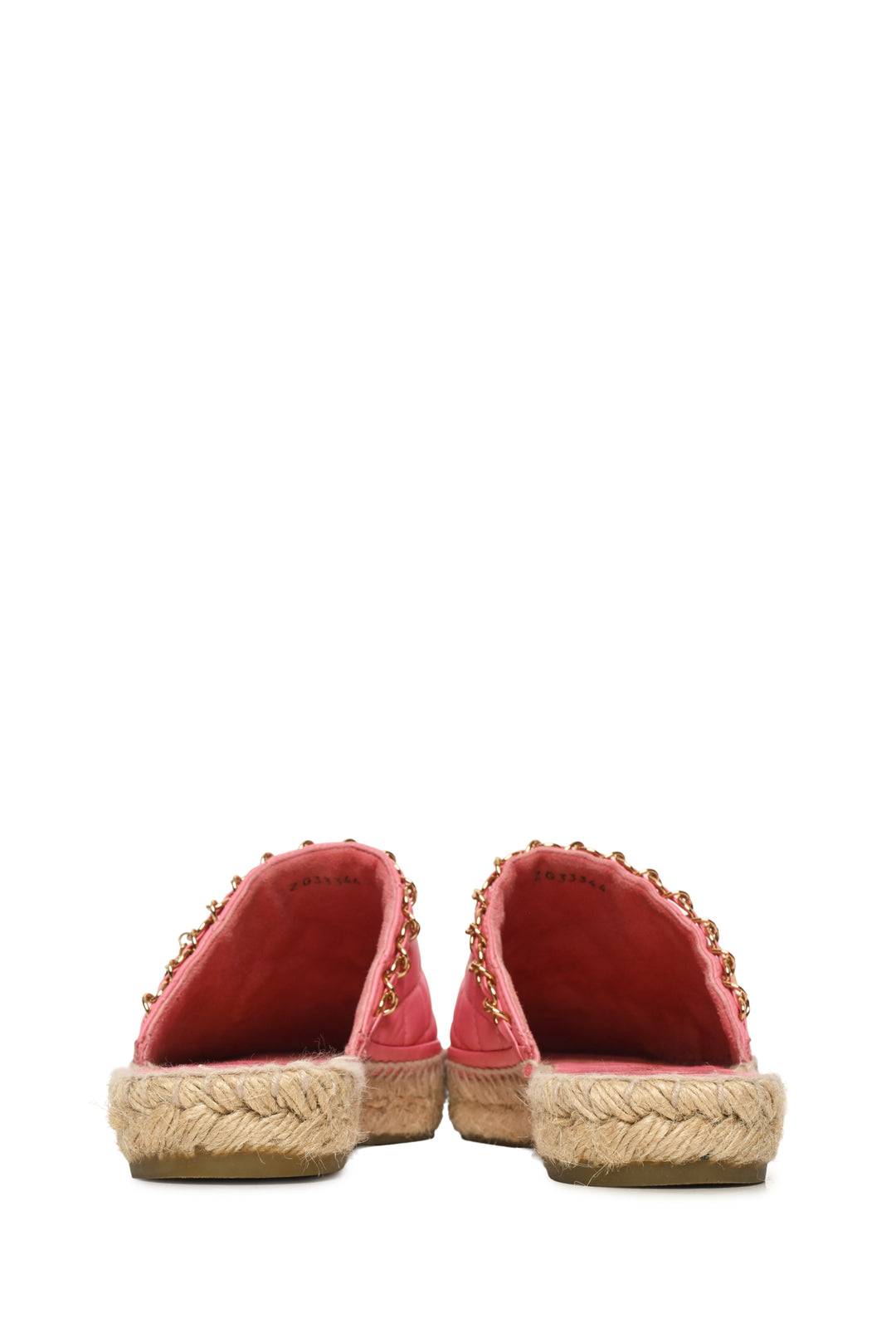 Chanel Size 36 Quilted Leather Chain Espadrille Mule Flats