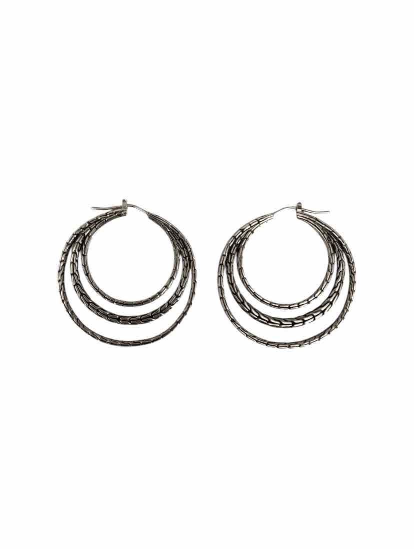 John Hardy Triple Hoop Silver Earrings
