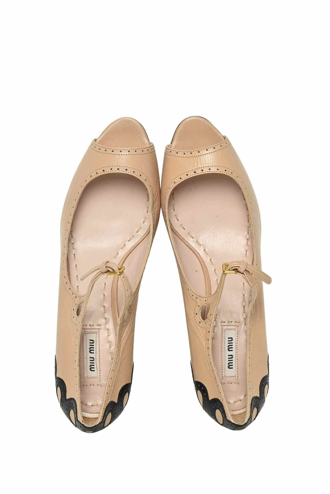 Miu Miu Size 41 Broque Open Toe Pumps