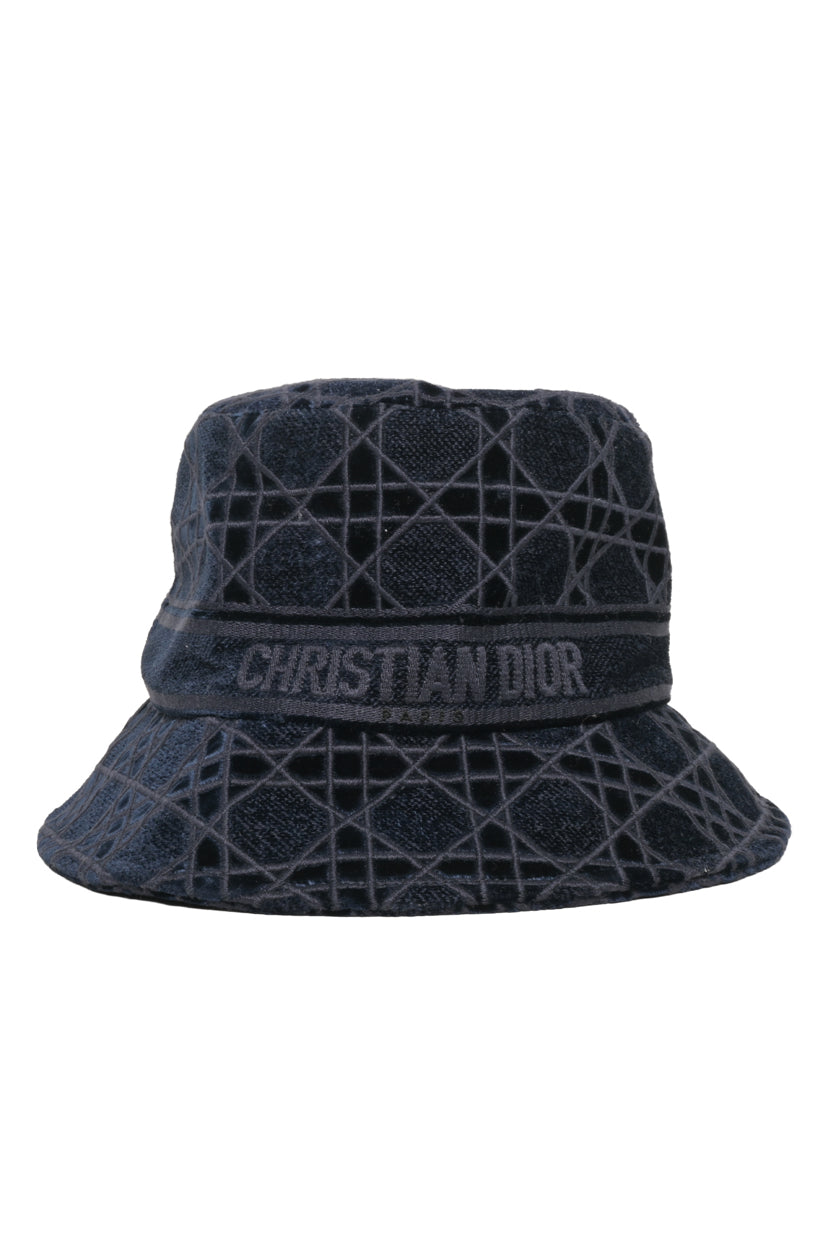 Christian Dior Size 58 Velvet Cannage Bucket Hat