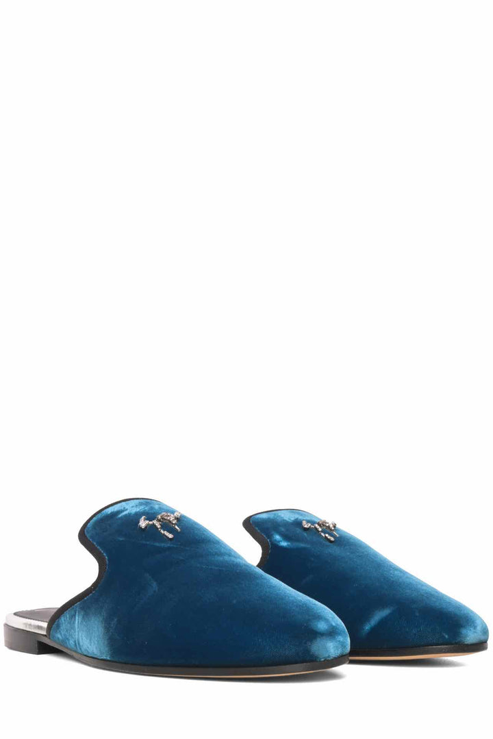 Giuseppe Zanotti Size 40 Elsa Crystal Velvet Mules