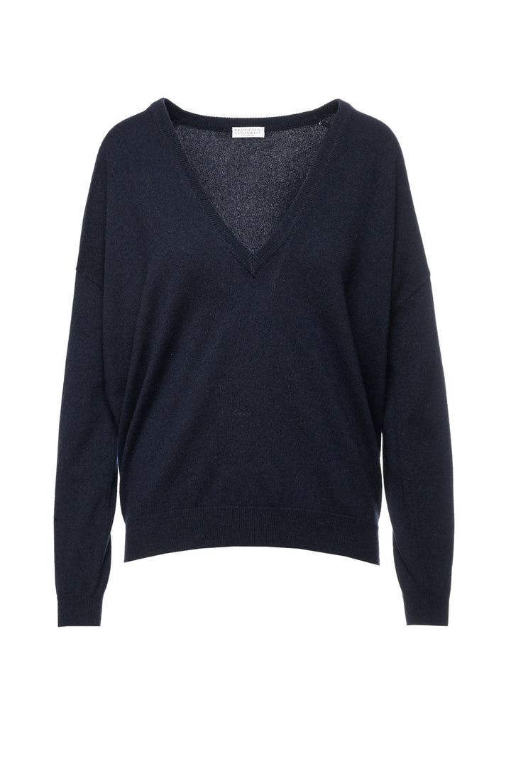 Brunello Cucinelli Size L V-Neck Cashmere Sweater