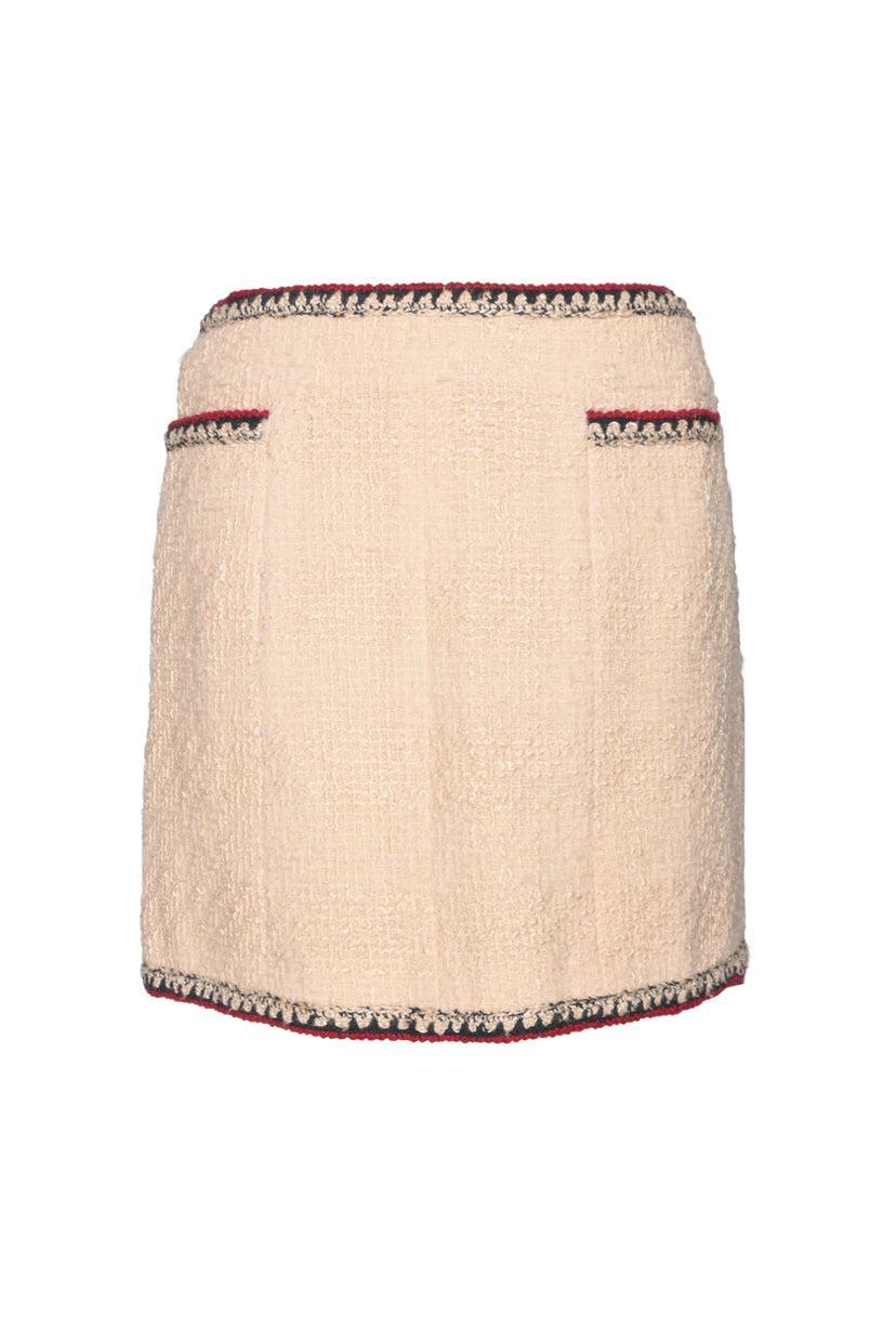 Chanel Size 38 2006 Tweed Contrast Trim Skirt